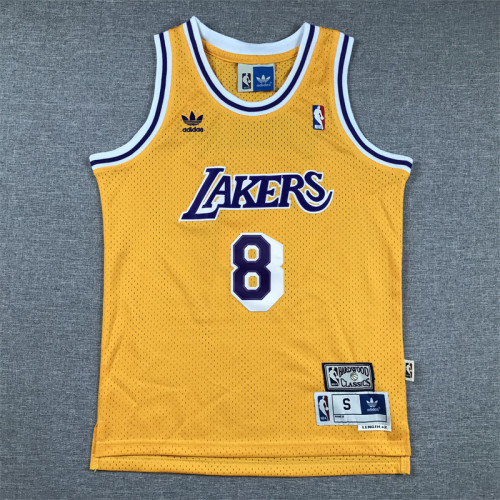 Youth Los Angeles Lakers 8 BRYANT Yellow NBA Jersey Child Kids Basketball Shirt