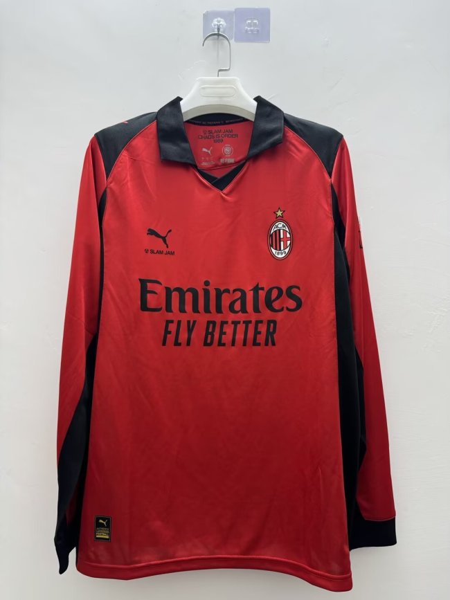 Long Sleeve 2026-2027 AC Milan Fourth Away Red Soccer Jersey AC Football Shirt