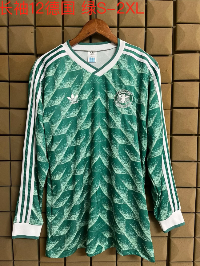 Long Sleeve Retro Jersey 1990 Germany Green Soccer Jersey Vintage Football Shirt