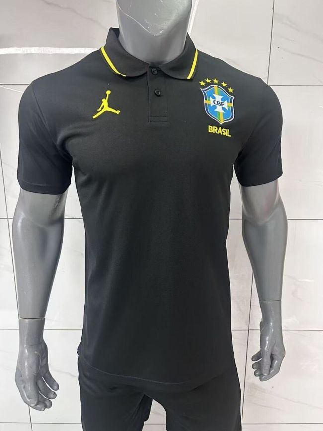 Fan Version 2026 Brazil Black Soccer Polo Brasil Camisetas de Futbol