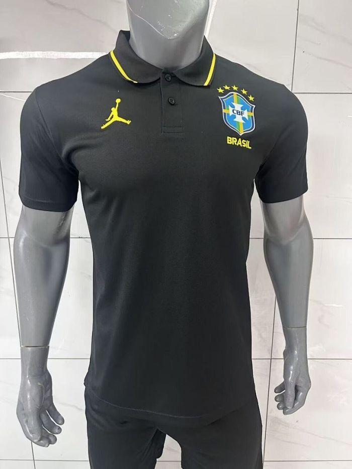 Fan Version 2026 Brazil Black Soccer Polo Brasil Camisetas de Futbol