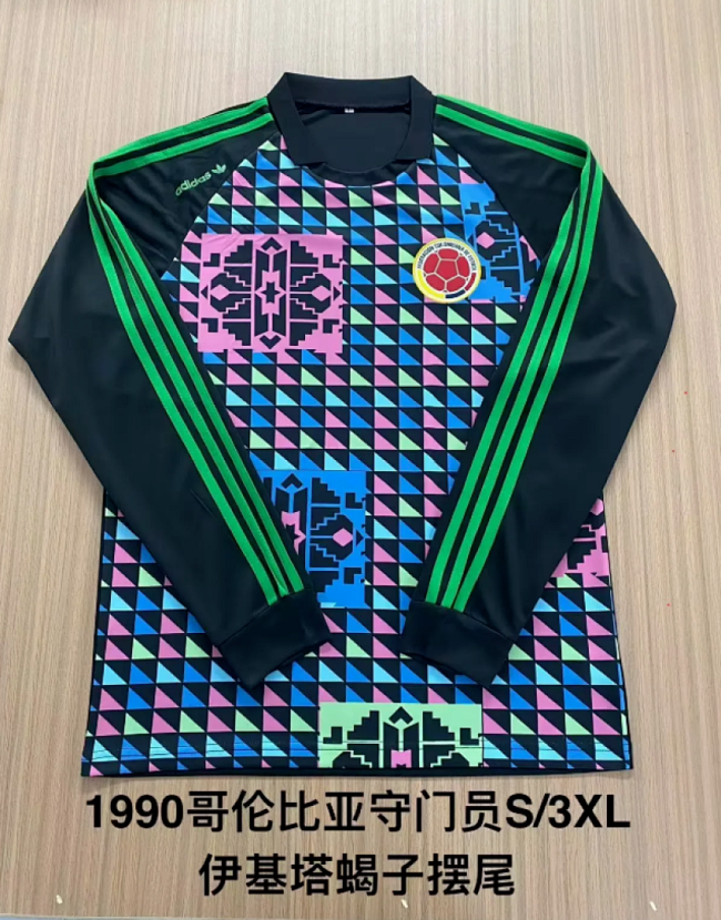 Long Sleeve Retro Jersey 1990 Colombia Goalkeeper Soccer Jersey Vintage Football Shirt