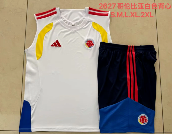 Adult Uniform 2026 Colombia White Soccer Training Vest and Shorts Football Kits