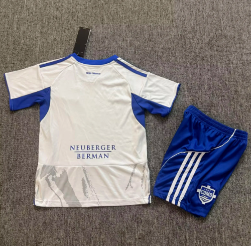 Youth Uniform Kids Kit 2025-2026 Como Away Soccer Jersey Shorts Child Football Set