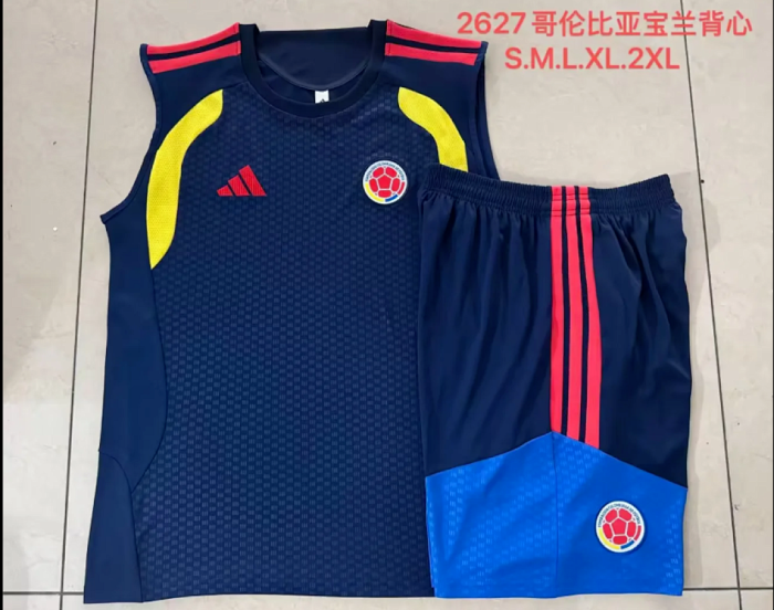 Adult Uniform 2026 Colombia Dark Blue Soccer Training Vest and Shorts Football Kits