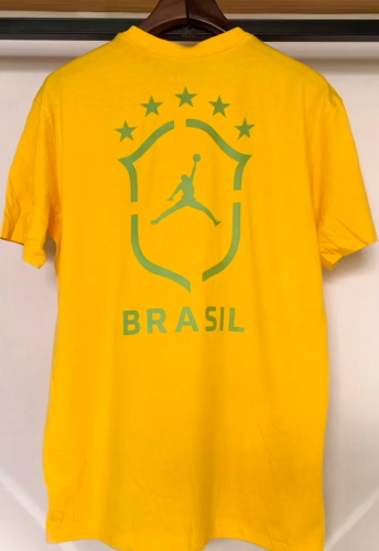 Fan Version 2026 Brazil Yellow Soccer Cotton T-Shirt Brasil Camisetas de Futbol