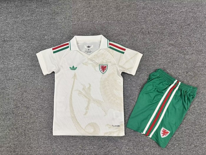 Youth Uniform Kids Kit Wales 2026 Away Soccer Jersey Shorts Child Welsh Football Set