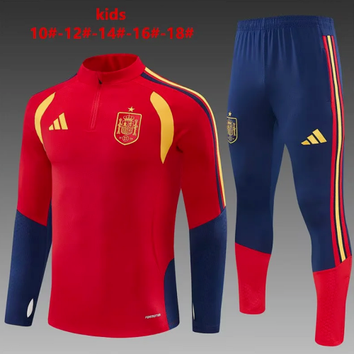 Youth 2026 Spain Red Soccer Training Sweater and Pants Child Football Kit