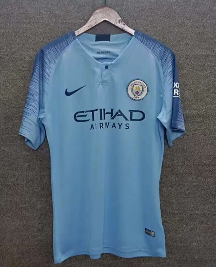 Retro Jersey 2018-2019 Manchester City Home Soccer Jersey Vintage Football Shirt