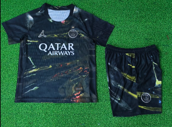 Player Version Youth Uniform Kids Kit 2025-2026 PSG Fifth Away Soccer Jersey Shorts Paris Child Football Set