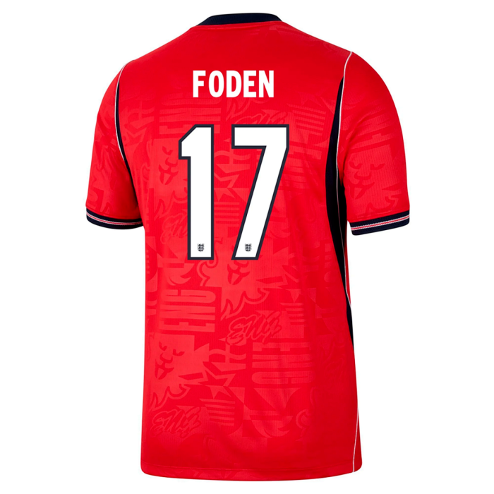 Fan Version 2026 England #7 SAKA #11 RASHFORD #4 RICE #19 EZE #9 KANE #10 BELLINGHAM #17 FODEN Away Red Soccer Jersey Football Shirt