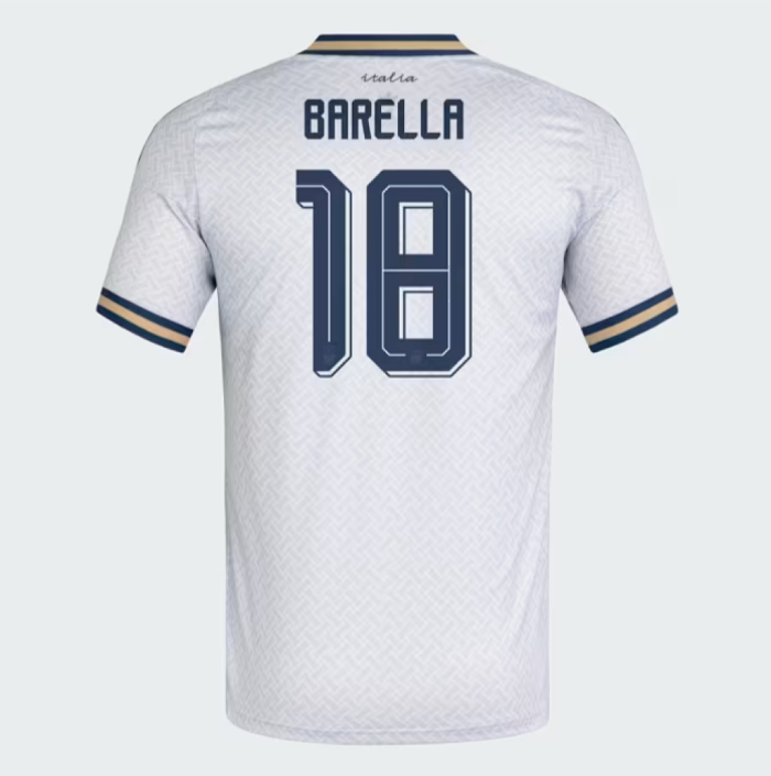 Fan Version 2026 Italy #13 CALAFRORI #18 BARELLA #3 DIMARCO #5 LOCATELLI #14 CHIESA #10 RASPADORI #8 TONALI Away White Soccer Jersey Football Shirt