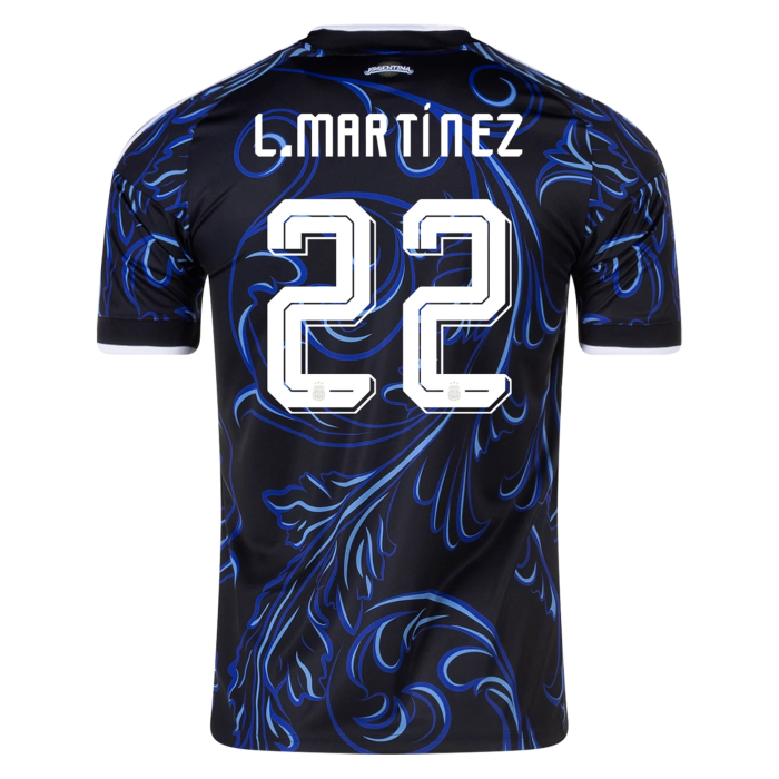 with FIFA World Champions 2022 Patch Fan Version 2026 Argentina #7 DE PAUL,#20 MAC ALLISTER,#22 L.MARTINEZ,#10 MESSI,#21 MASTANTUONO,#9 J.ALVAREZ,#17 GRANACHO,#11 DI MARIA,#13 ROMERO Away Soccer Jersey Camisetas de Futbol