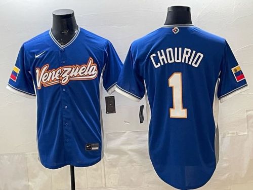 2026 World Baseball Classic Jersey Venezuela CHOURIO 1 Blue Baseball Jersey MLB Shirt