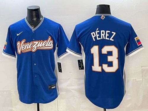 2026 World Baseball Classic Jersey Venezuela PEREZ 13 Blue Baseball Jersey MLB Shirt