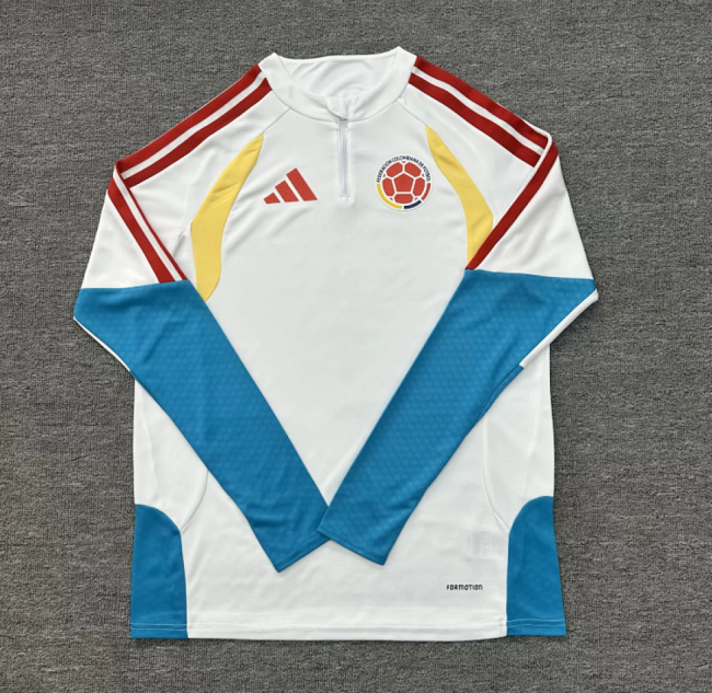 Long Sleeve 2026 Colombia White Soccer Training Sweater
