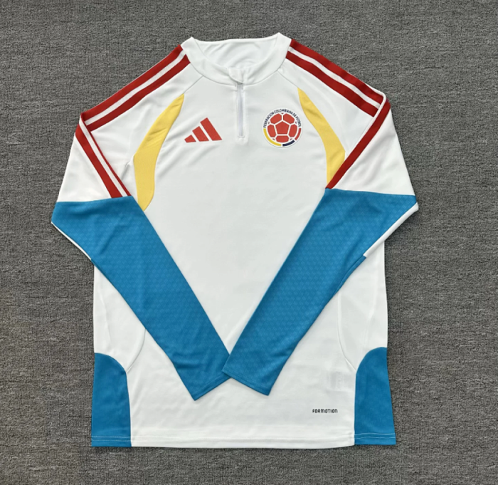 Long Sleeve 2026 Colombia White Soccer Training Sweater