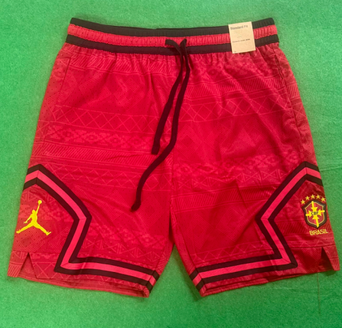 Fan Version 2026 Brazil Red AJ Soccer Shorts Brasil Football Shorts