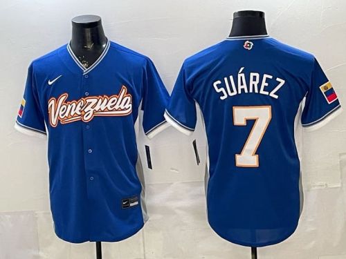 2026 World Baseball Classic Jersey Venezuela SUAREZ 7 Blue Baseball Jersey MLB Shirt