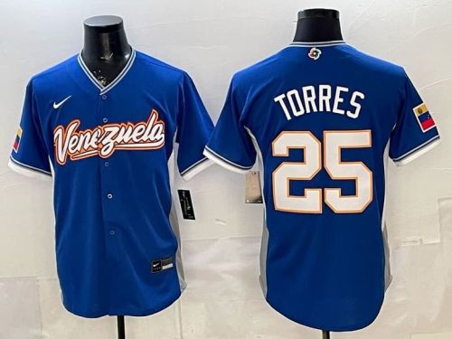 2026 World Baseball Classic Jersey Venezuela TORRES 25 Blue Baseball Jersey MLB Shirt