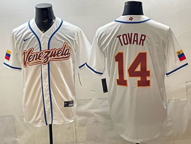 2026 World Baseball Classic Jersey Venezuela 14 TOVAR White Baseball Jersey WBC MLB Shirt