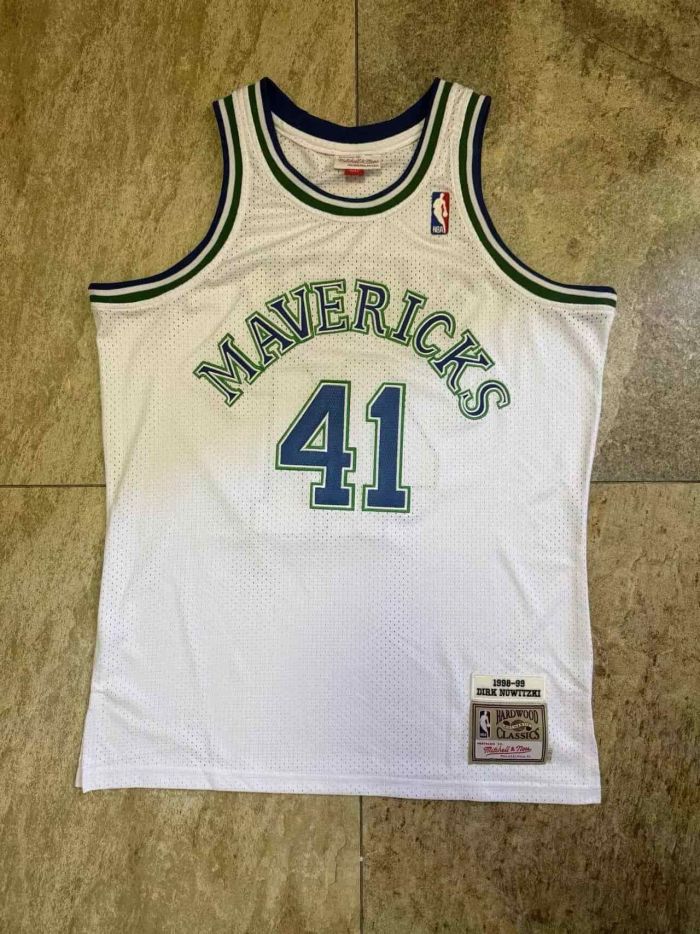 Mitchell&Ness 1998-1999 Dallas Mavericks 41 NOWITZKI White NBA Jersey Basketball Shirt