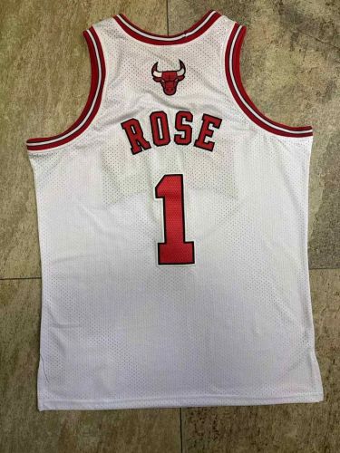 Mitchell&ness 2008-2009 Chicago Bulls ROSE 1 White Basketball Shirt NBA Jersey