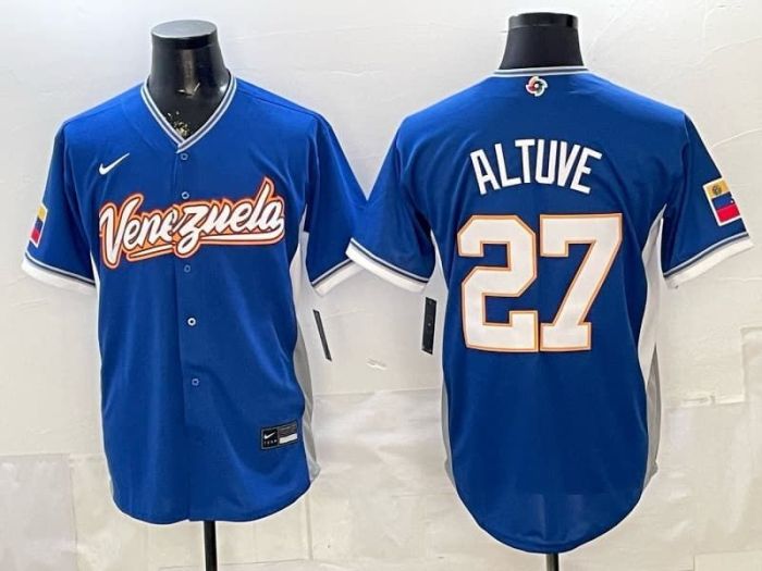 2026 World Baseball Classic Jersey Venezuela ALTUVE 27 Blue Baseball Jersey MLB Shirt