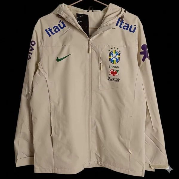 2026 Brazil Beige Soccer Windbreaker Jacket Football Jacket