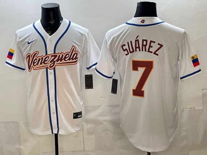 2026 World Baseball Classic Jersey Venezuela SUAREZ 7 White Baseball Jersey WBC MLB Shirt