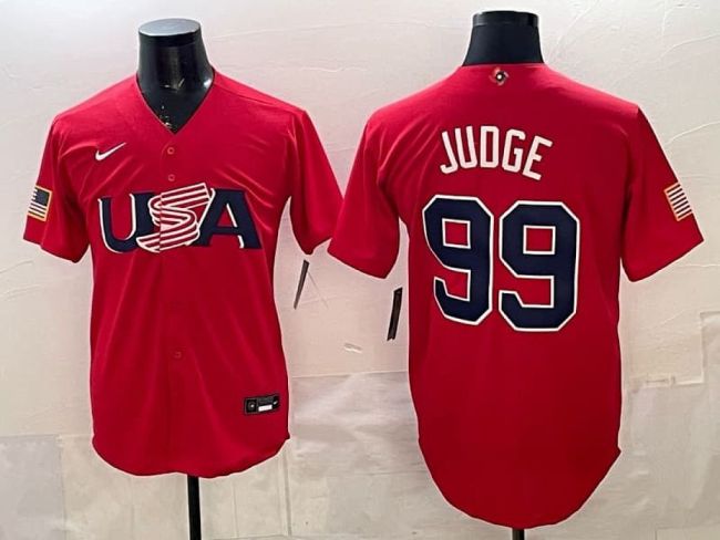 2026 World Baseball Classic Jersey USA JUDGE 99 Red Baseball Jersey United States WBC MLB Shirt