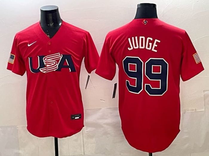 2026 World Baseball Classic Jersey USA JUDGE 99 Red Baseball Jersey United States WBC MLB Shirt