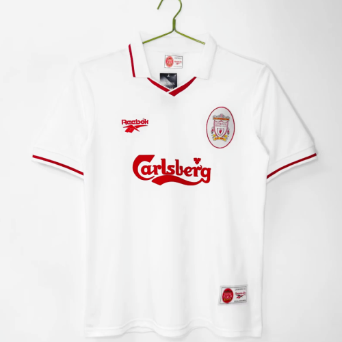 Retro Jersey 1996-1997 Liverpool Away White Soccer Jersey Vintage Football Shirt