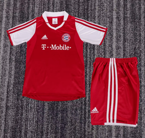 Retro Youth Uniform Kids Kit 2003-2004 Bayern Munich Home Soccer Jersey Shorts Vintage Child Football Set