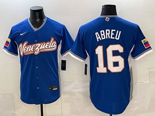 2026 World Baseball Classic Jersey Venezuela ABREU 16 Blue Baseball Jersey MLB Shirt