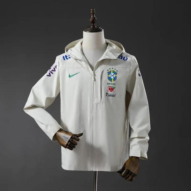 2026 Brazil Off-white Soccer Windbreaker Jacket Football Jacket