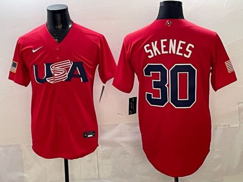 2026 World Baseball Classic Jersey USA SKENES 30 Red Baseball Jersey United States WBC MLB Shirt