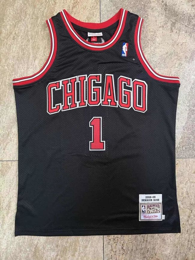 Mitchell&ness 2008-2009 Chicago Bulls ROSE 1 Black Basketball Shirt NBA Jersey