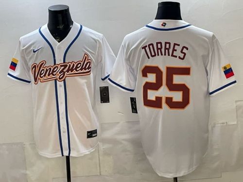 2026 World Baseball Classic Jersey Venezuela TORRES 25 White Baseball Jersey WBC MLB Shirt