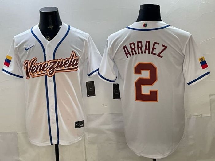 2026 World Baseball Classic Jersey Venezuela ARRAEZ 2 White Baseball Jersey WBC MLB Shirt