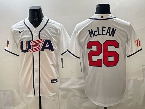 2026 World Baseball Classic Jersey USA McLEAN 26 White Baseball Jersey United States WBC MLB Shirt