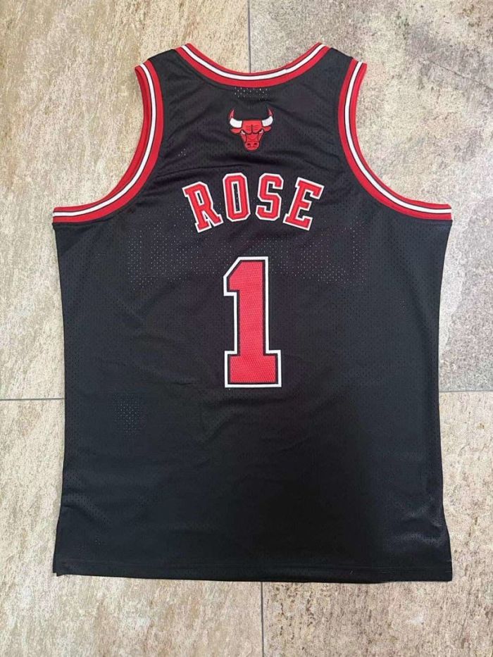 Mitchell&ness 2008-2009 Chicago Bulls ROSE 1 Black Basketball Shirt NBA Jersey