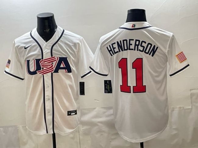 2026 World Baseball Classic Jersey USA HENDERSON 11 White Baseball Jersey United States WBC MLB Shirt
