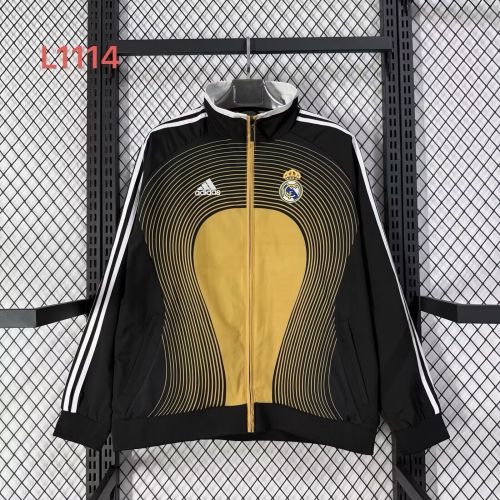 Retro Jacket 2006 Real Madrid Gold/Black Soccer Windbreaker Jacket Football Jacket