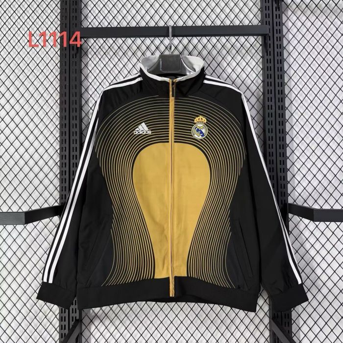 Retro Jacket 2006 Real Madrid Gold/Black Soccer Windbreaker Jacket Football Jacket