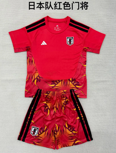 Youth Uniform Kids Kit 2026 Japan Red Goalkeeper Soccer Jersey Shorts Child Football Set