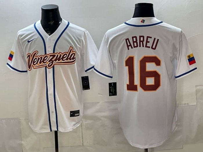 2026 World Baseball Classic Jersey Venezuela ABREU 16 White Baseball Jersey WBC MLB Shirt