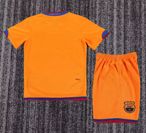Retro Youth Uniform Kids Kit 2006-2007 Barcelona Away Soccer Jersey Shorts Vintage Child Football Set