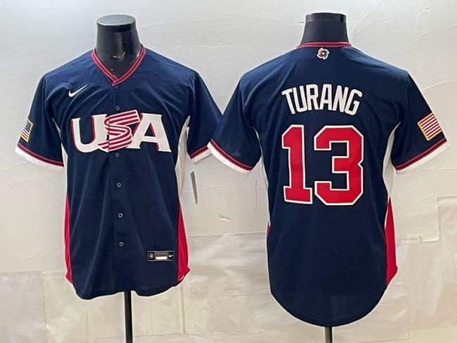 2026 World Baseball Classic Jersey USA TURANG 13 Dark Blue Baseball Jersey United States WBC MLB Shirt