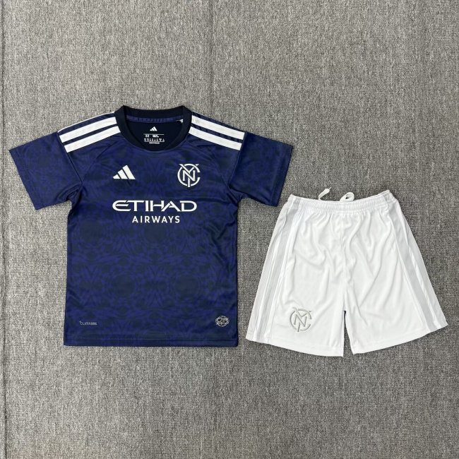 Youth Uniform Kids Kit 2026-2027 New York City Away Soccer Jersey Shorts Child Football Set